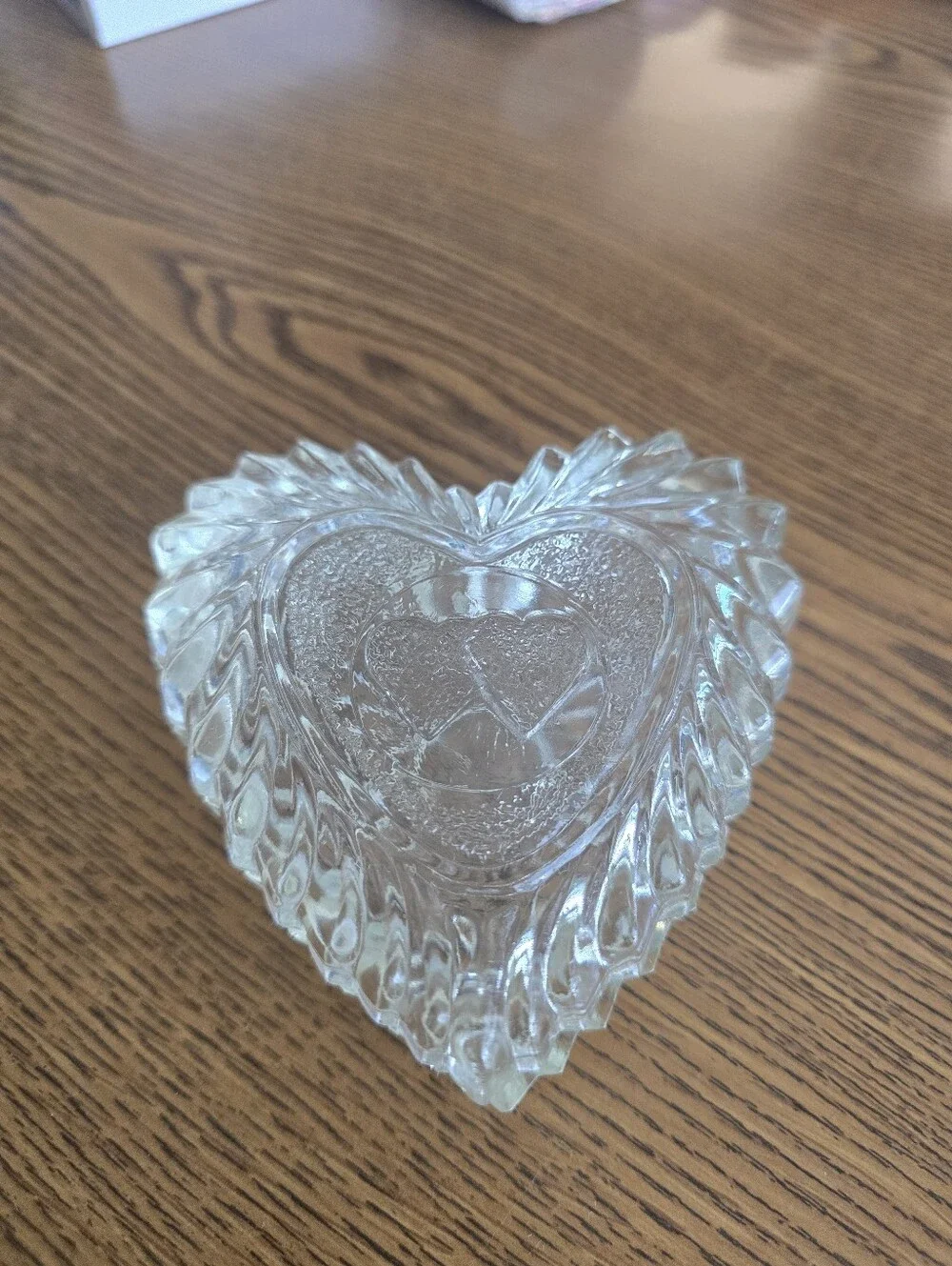 Clear Heart-Shaped Pressed Glass Trinket Dish